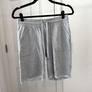 Gray sweatpant material biker shorts